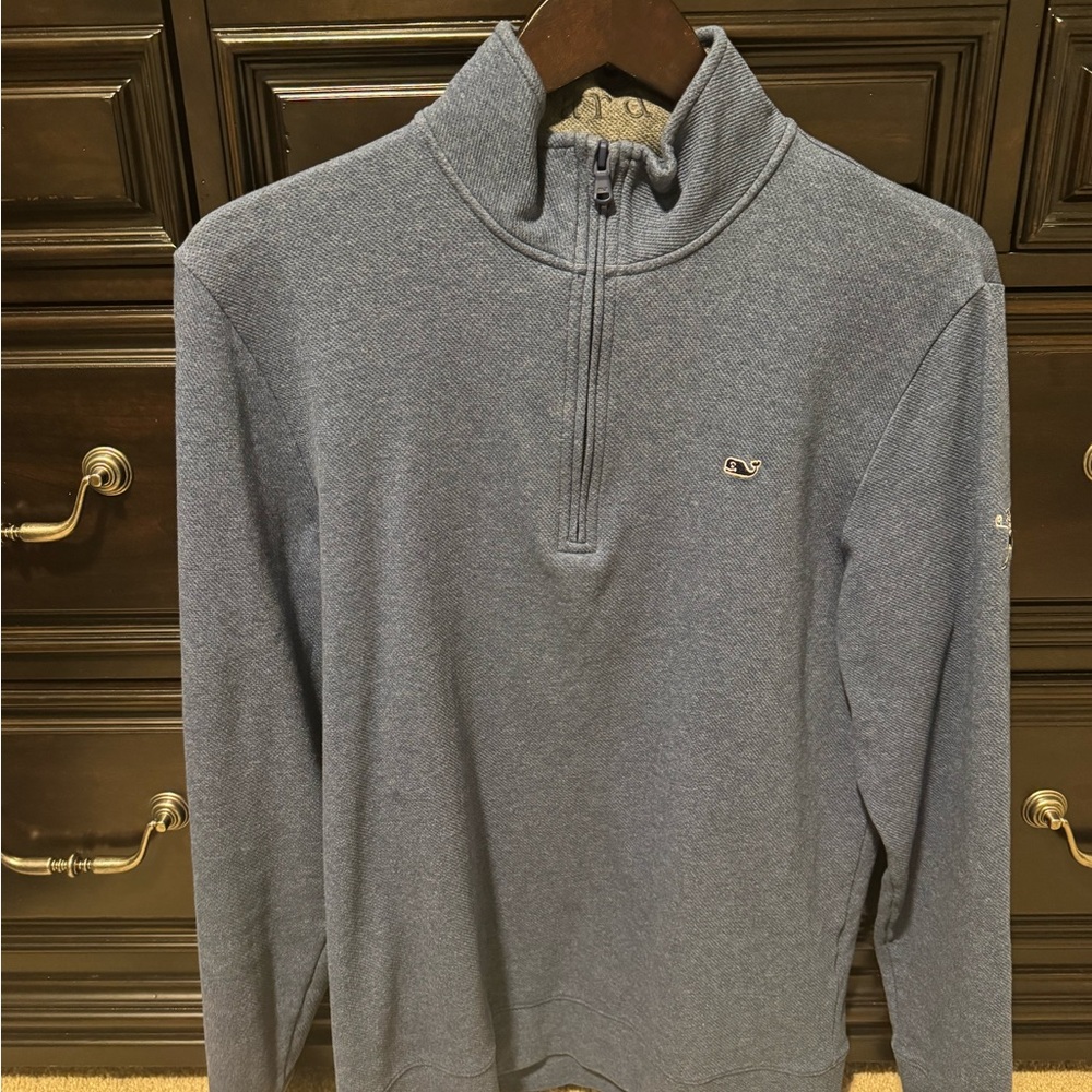 Vineyard Vines Men's Heathered Blue Zip-Up Sweater